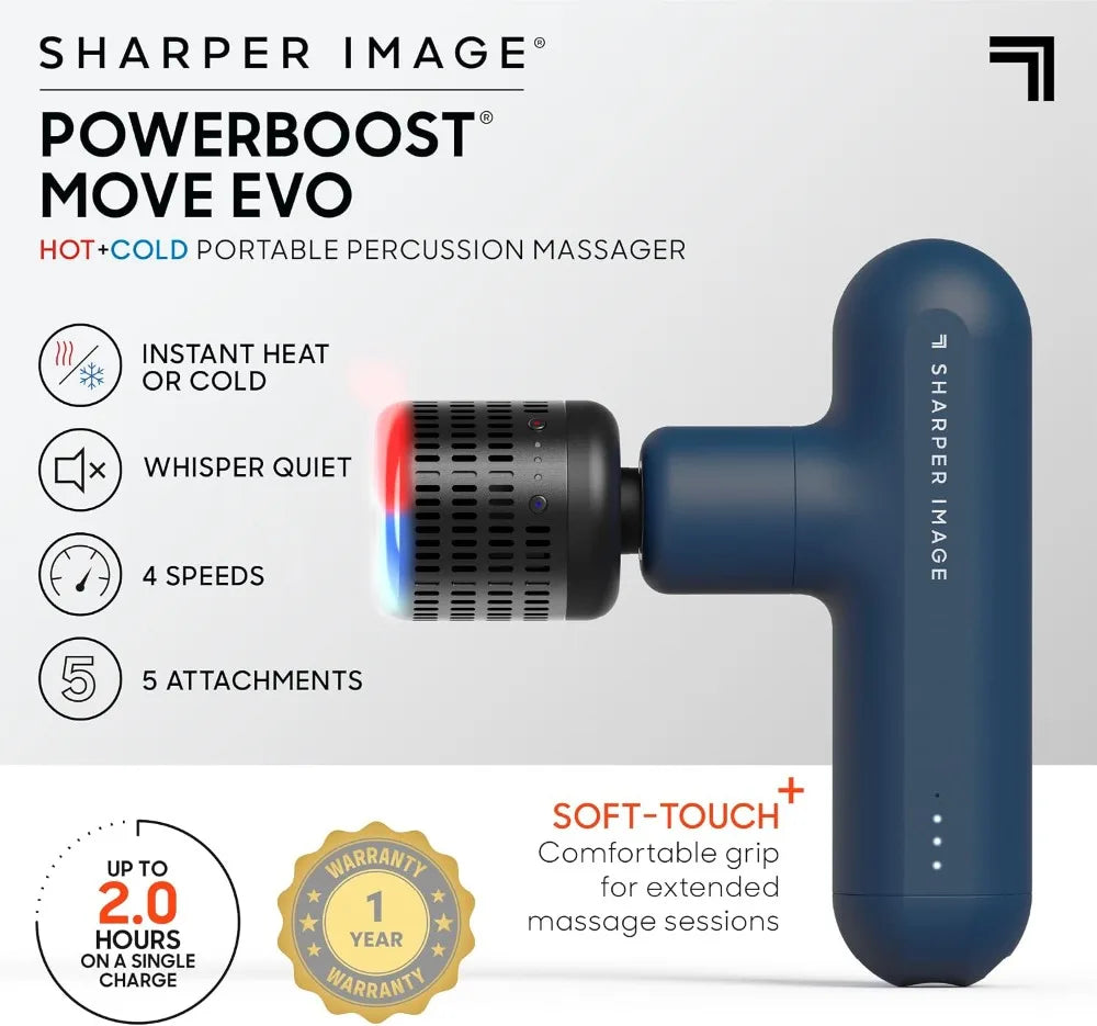 Deep Tissue Percussion Massage Gun With Hot Cold Therapy 4 Speeds 5 Heads Portable Recovery For Athletes