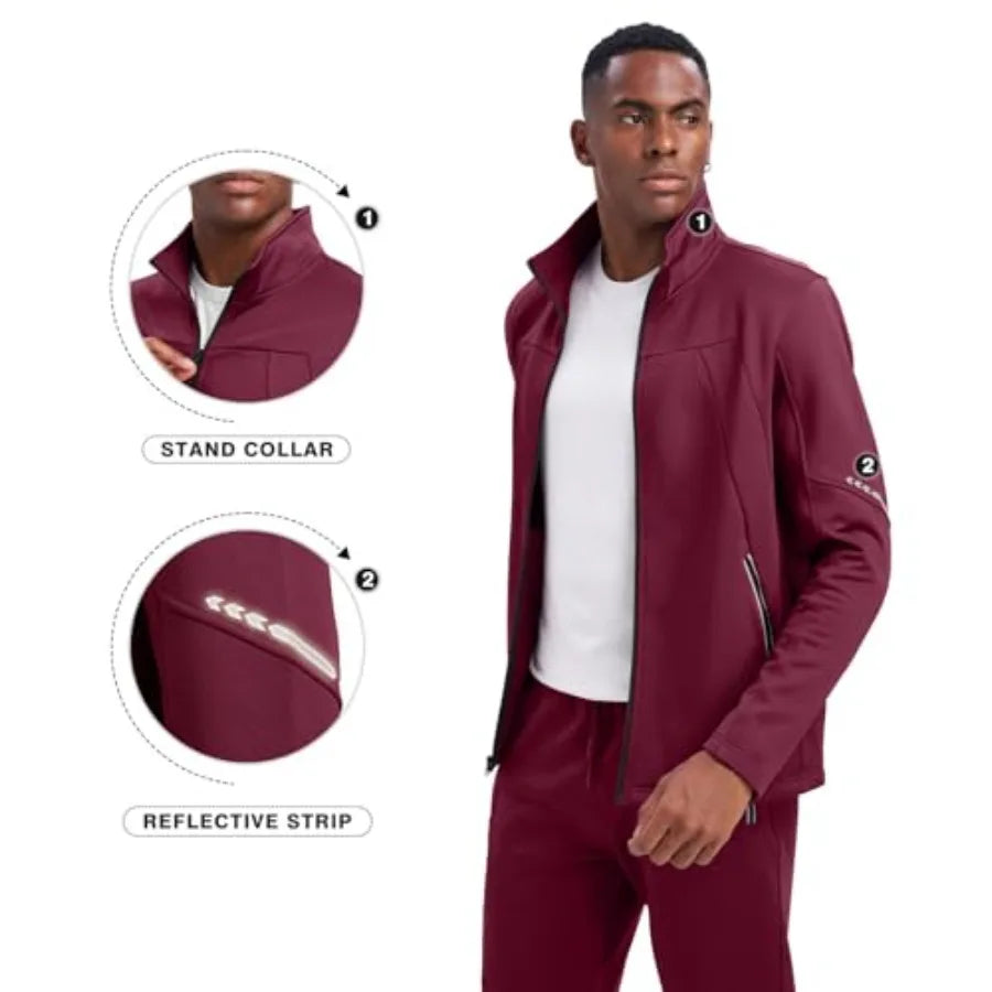 Rdruko Mens Fleece Tracksuit 2 Piece Set Winter Warm Athletic Sweat Suit For Men
