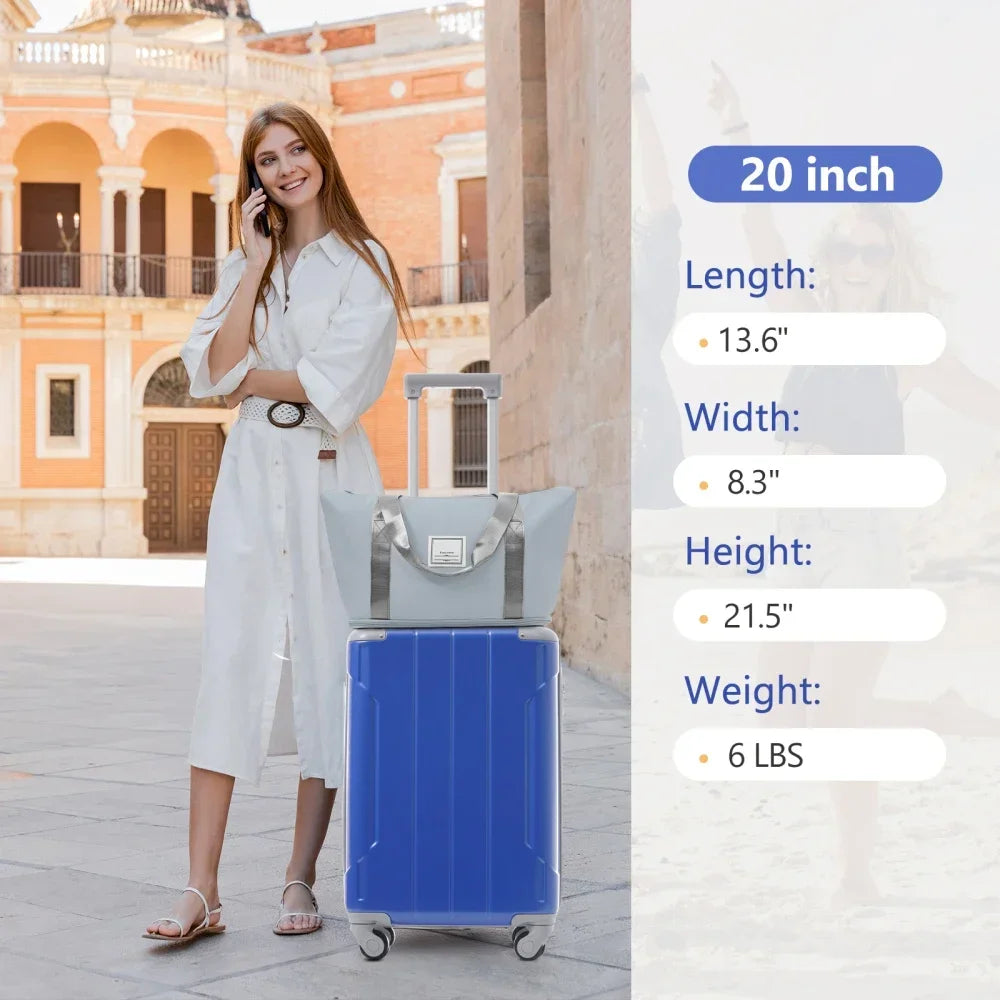 Three Piece Carry On Luggage Set With Spinner Wheels ABS Hardside