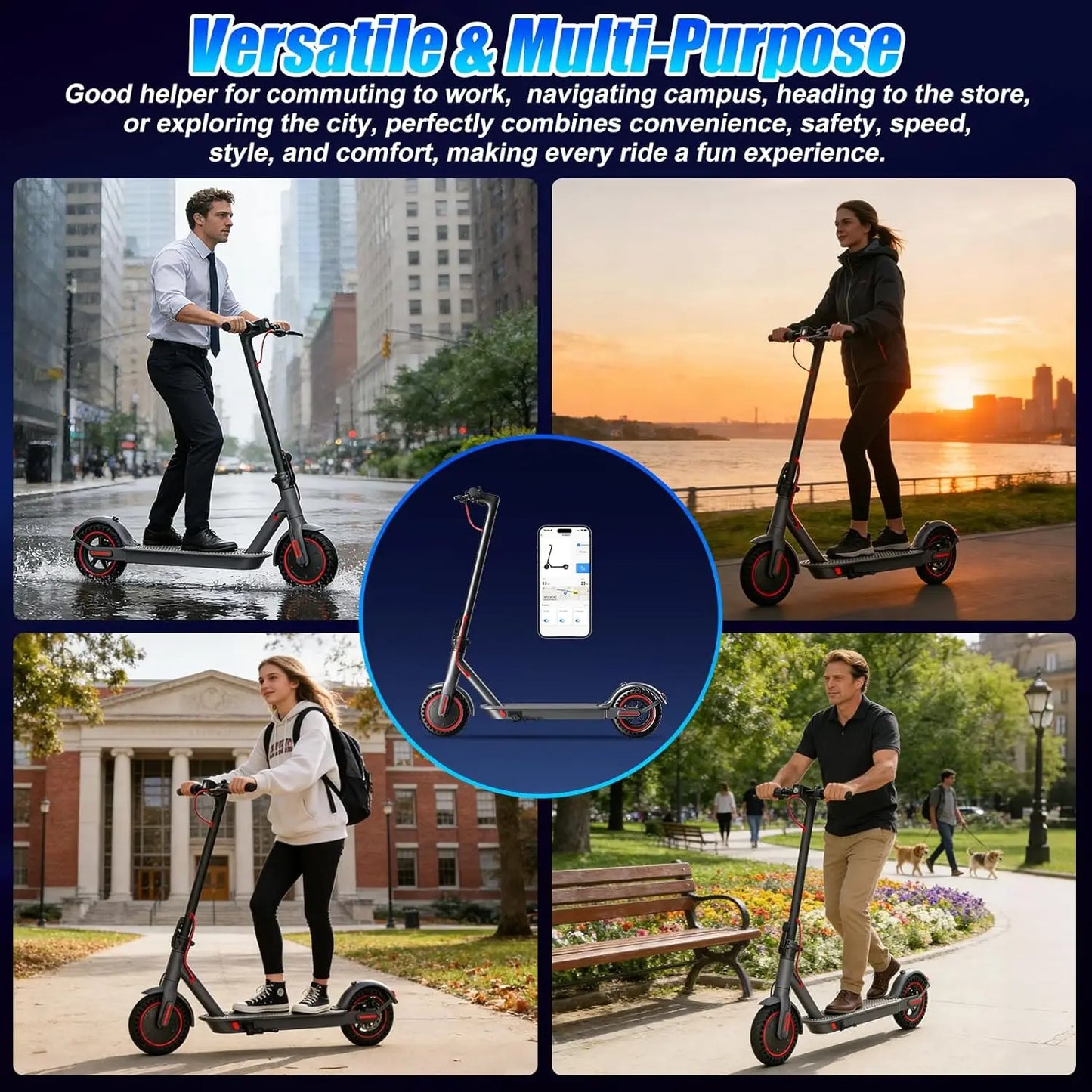 OBX 500W Folding Electric Scooter With App Control And Long Range