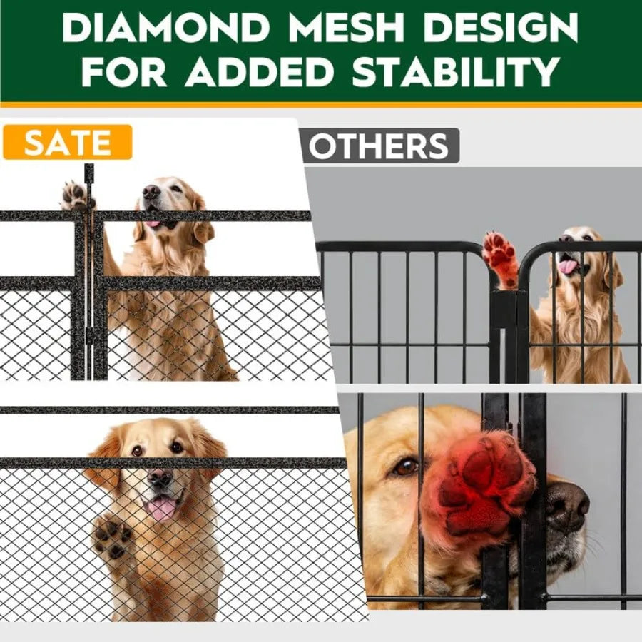 Dog Playpen With Safety Mesh 32 Inch Height 8 Panels Portable Indoor Outdoor Kennel For Camping RV