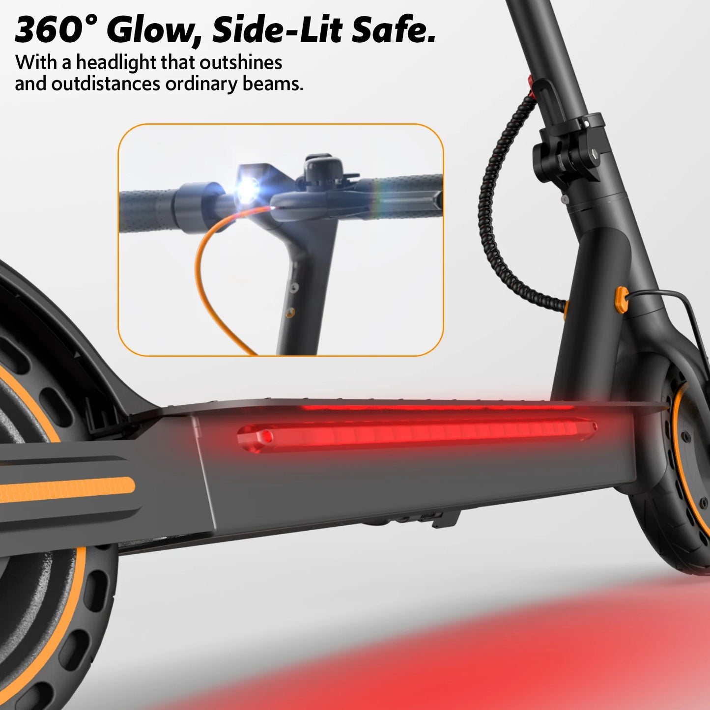 Electric Scooter For Adults 550W Peak Motor 20 Mile Range Foldable E Scooter With App Control And 360 Degree Lighting