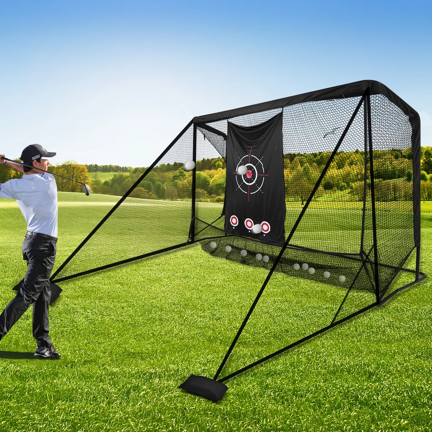 ATUOTIN Golf Cage Net 10x7FT Heavy Duty Practice Hitting Net For Outdoor Indoor Backyards Gift For Men Dad