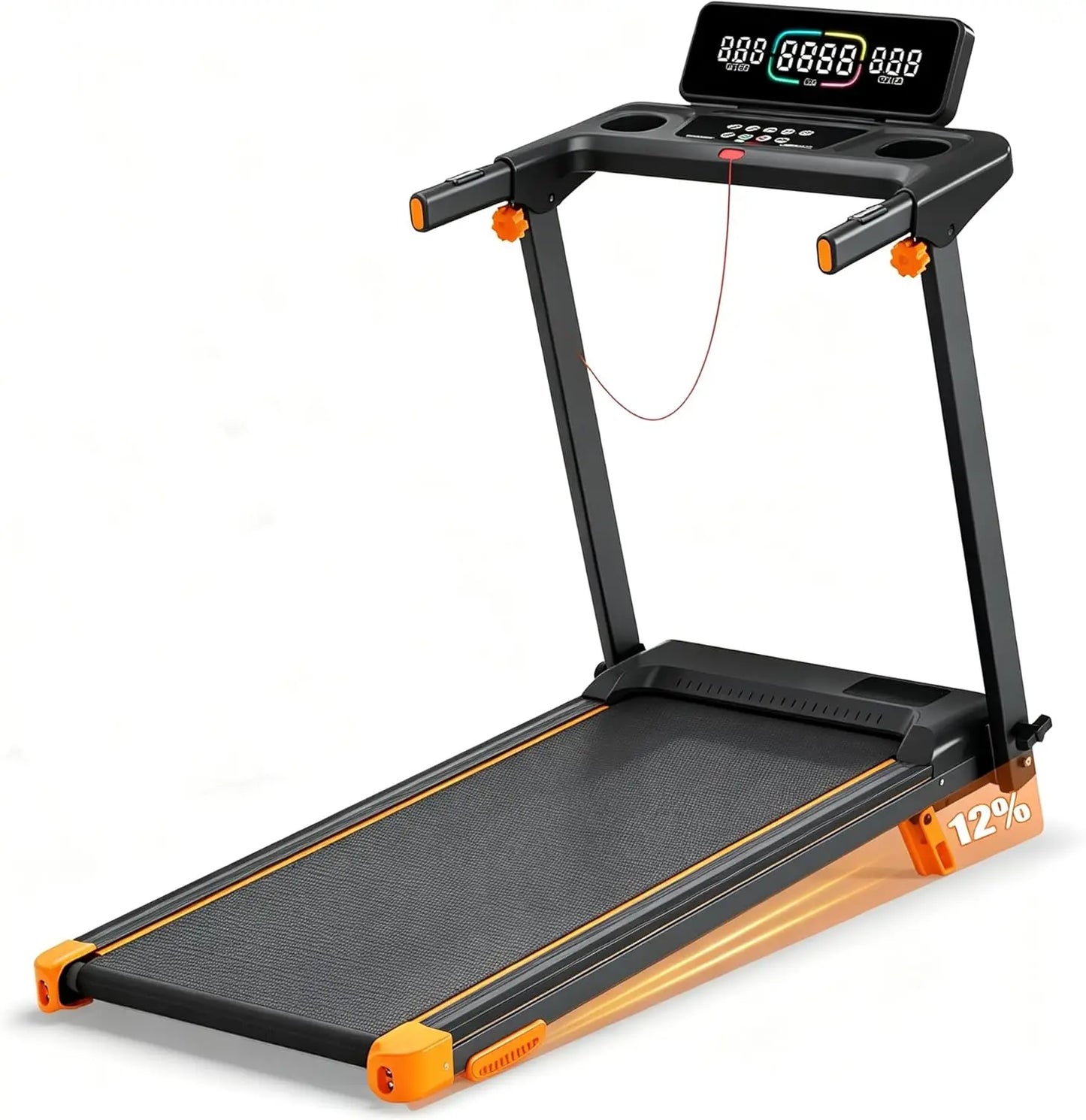 Foldable Walkpad Treadmill With 12 Incline And Led Display