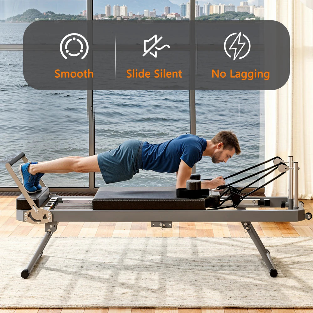 Multifunctional Pilates Reformer Home Exercise Machine With Resistance Cords