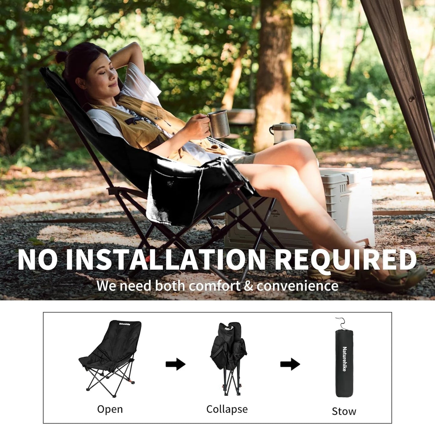 Naturehike Sea Star Recliner Folding Camp Chair for Outdoor Relaxation