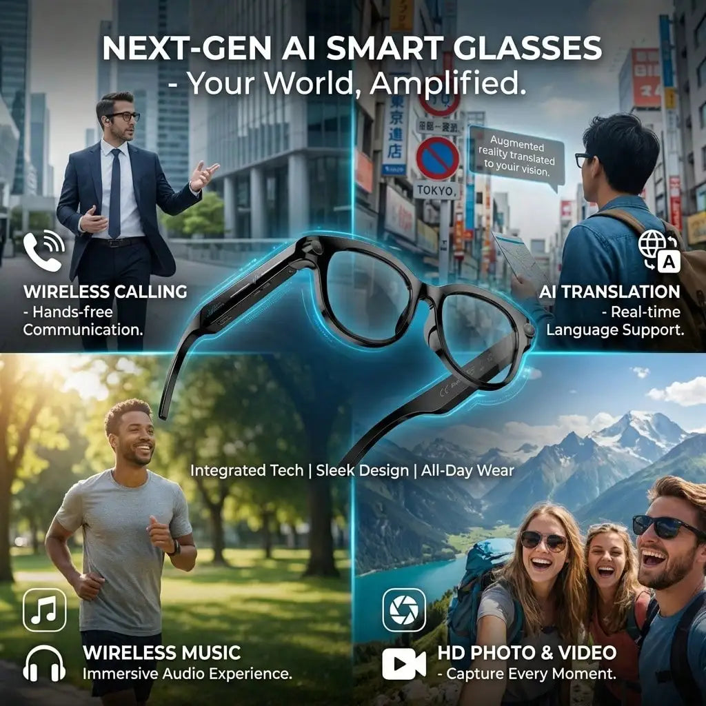 SENBONO AI Photography 2MP Smart Glasses With Translation And Music