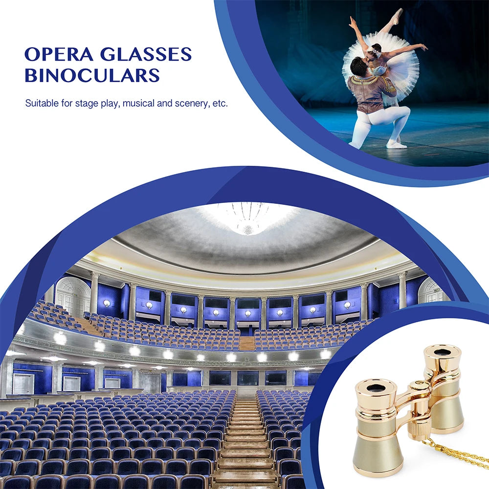 Opera Glasses Binoculars 3X25 Theater Glasses Mini Compact With Chain