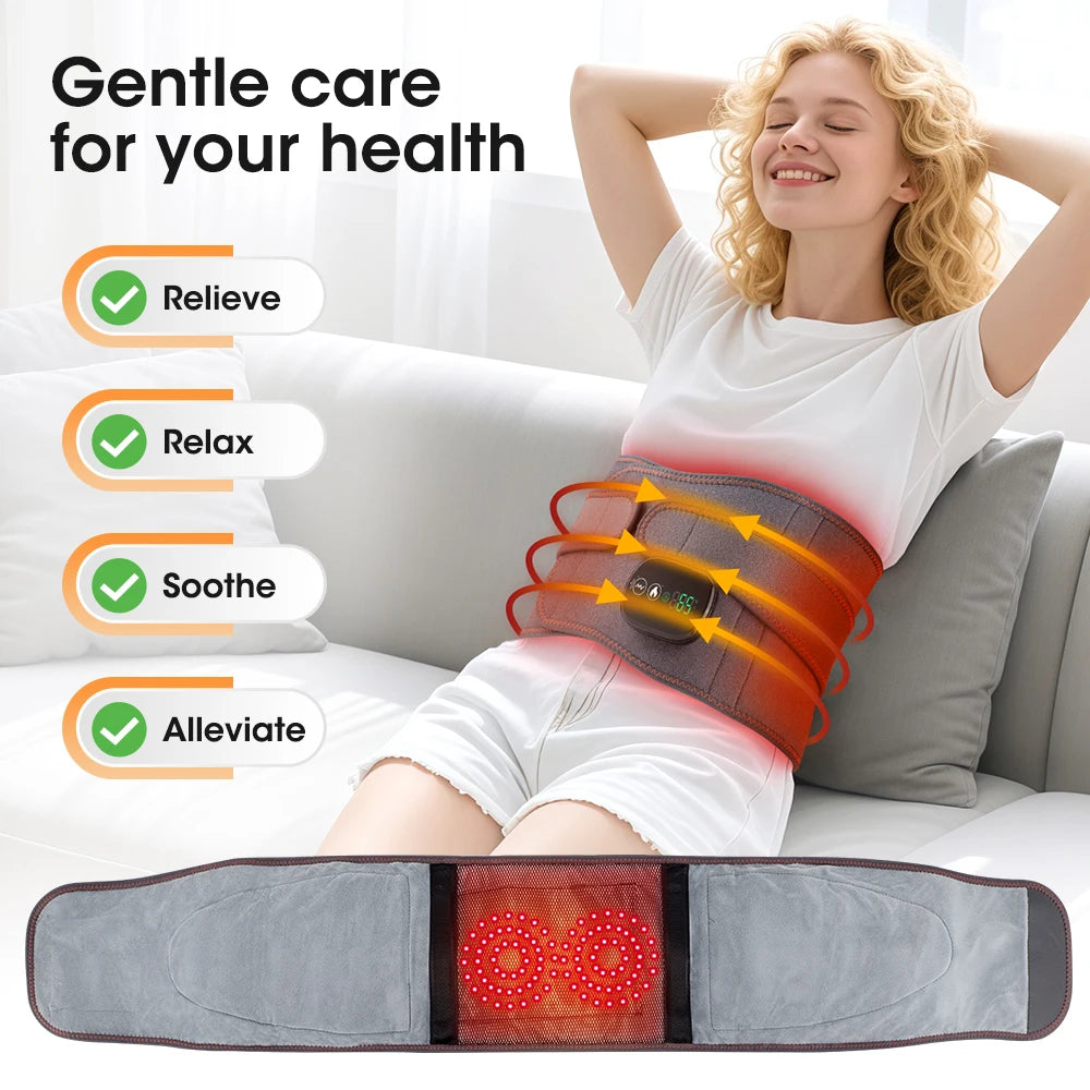 PASTSKY Electric Heating Waist Belt Massager With Red Light Therapy And Vibration For Busy Professionals