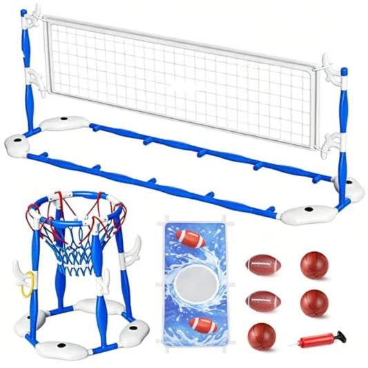 Floating Poolside Basketball Hoop 4 In 1 Ring Game For Kids Ages 3 To 12 Outdoor Summer Fun