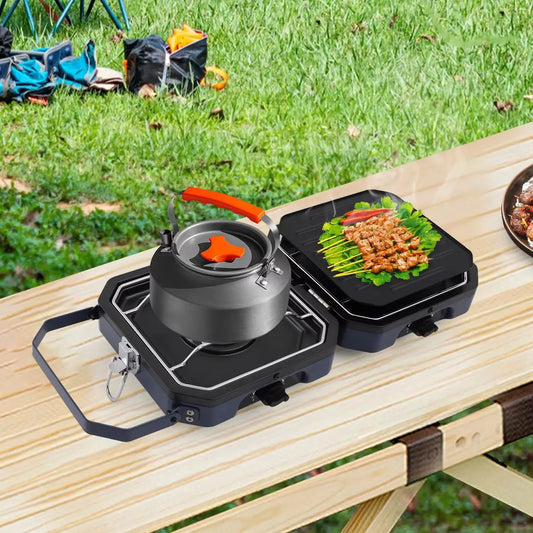Two Burner Portable Camping Gas Stove Stainless Steel Folding