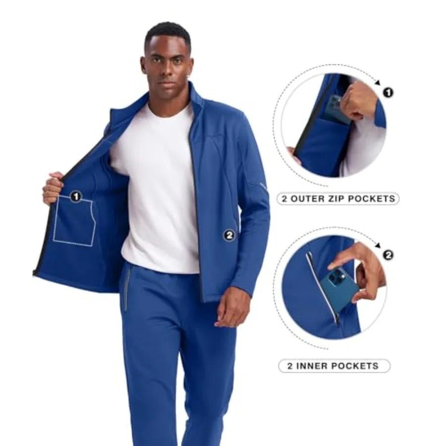 Rdruko Mens Fleece Tracksuit 2 Piece Warm Winter Athletic Set For Joggers And Home Workouts