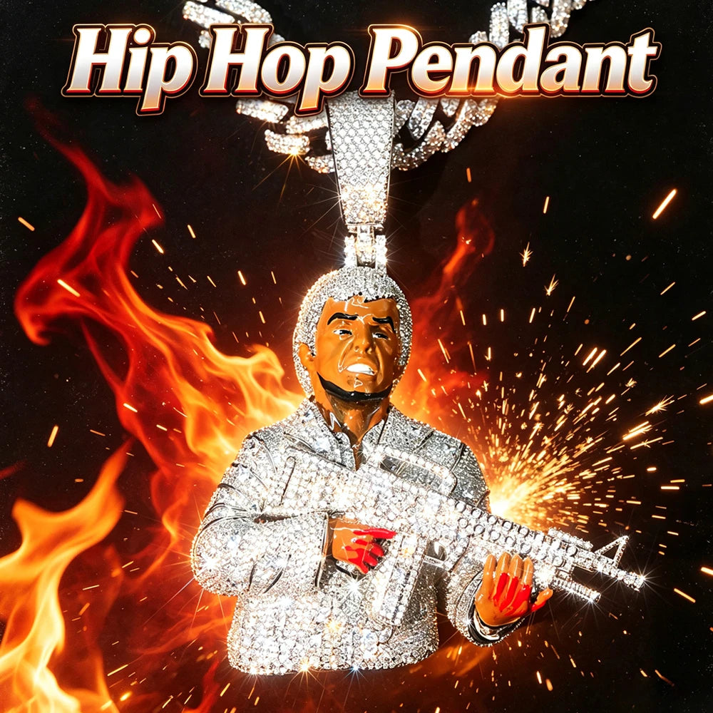 Lyee Cyee Man Gun Pendant 18K Gold Hip Hop Necklace