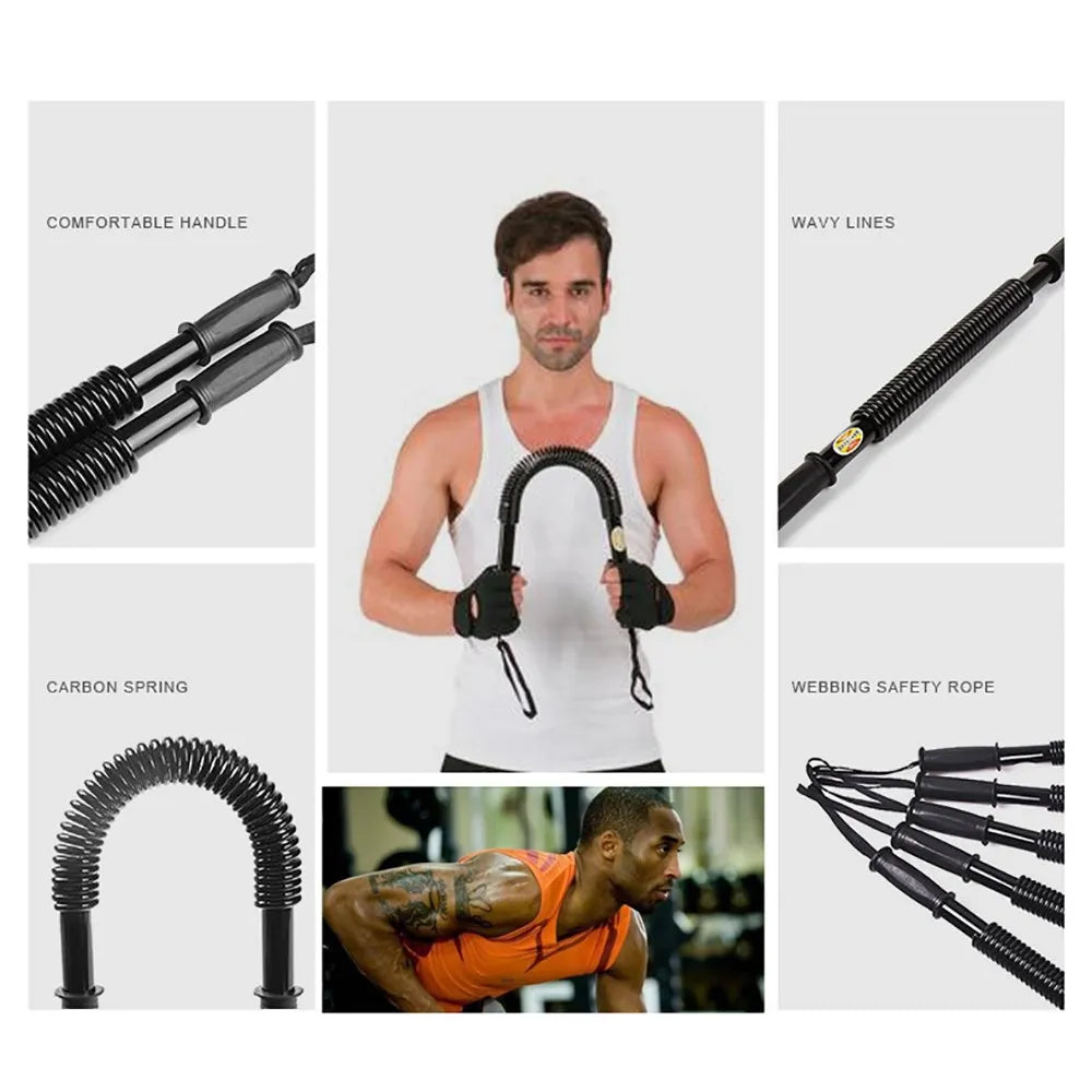 Heavy Duty Spring Chest Power Bar Twister Upper Body Arms Strength Training