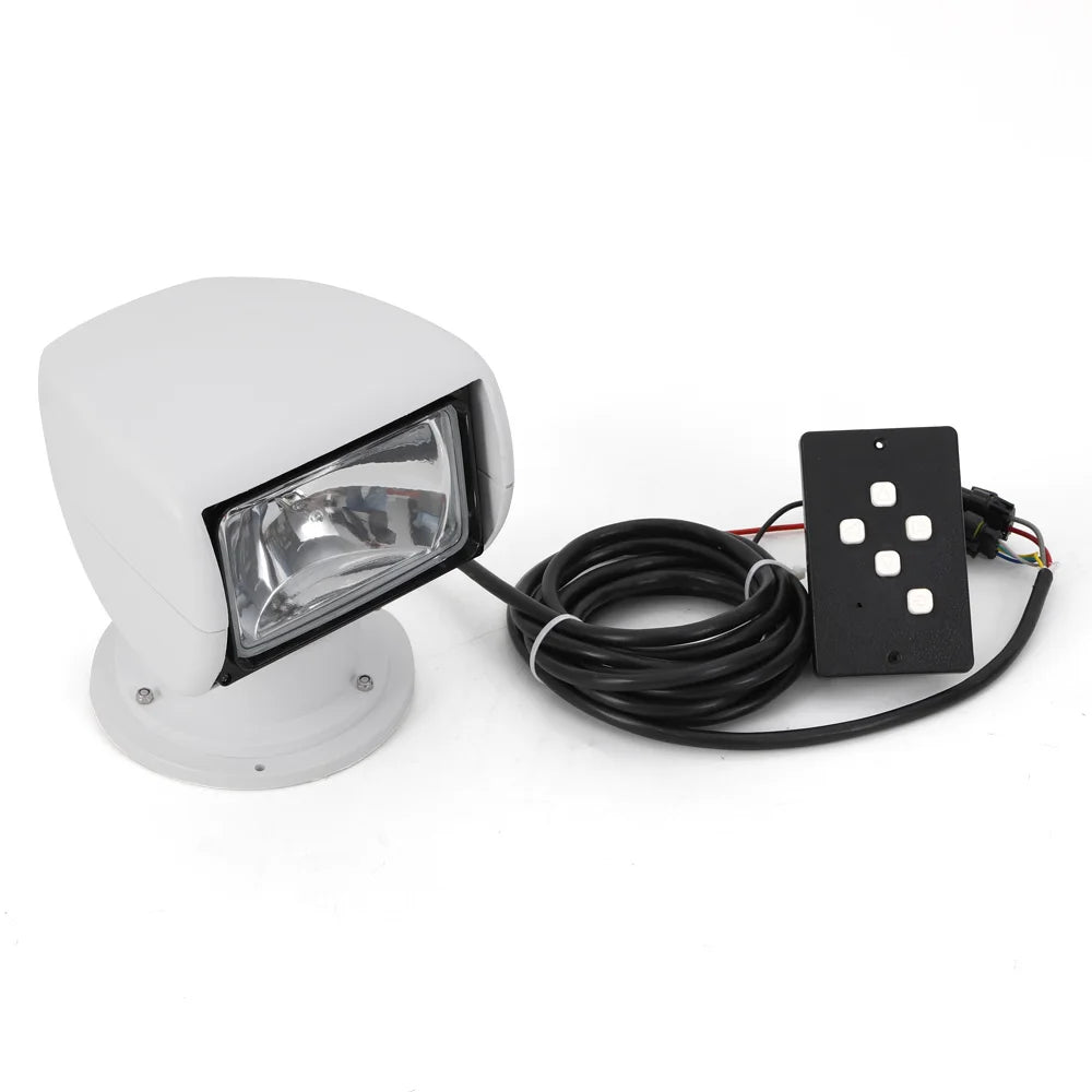Remote Controlled Marine Spotlight 100W 12V 360 Degree Rotating Boat Searchlight Waterproof 2500LM