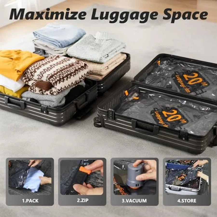 Travel Vacuum Bags With Cordless Electric Pump Compression Packing Cubes
