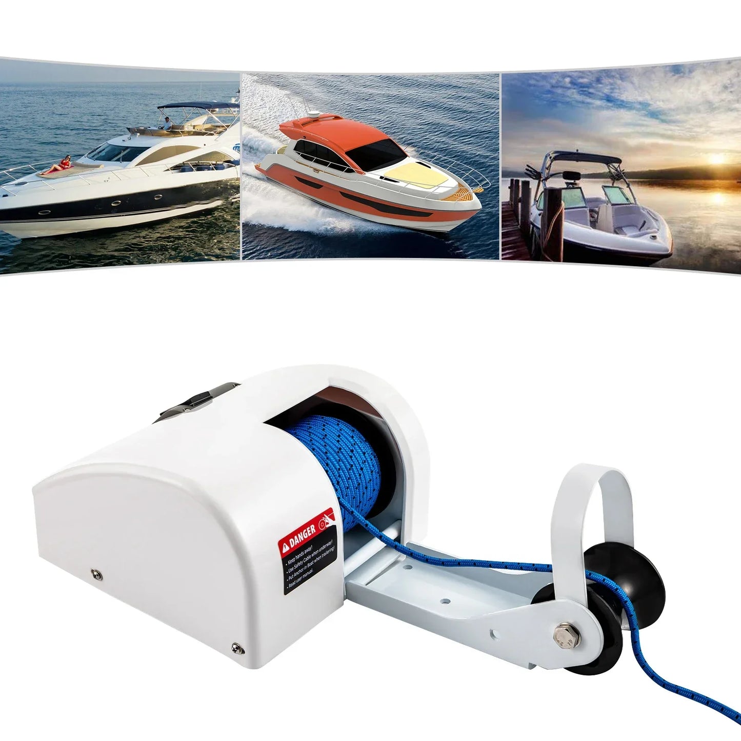 12V 45Lbs Boat Anchor Winch With Wireless Remote Controller Corrosion Resistant