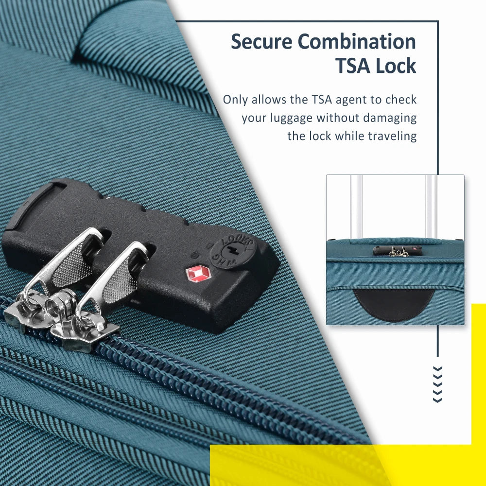 Softside Luggage Expandable Three-Piece Set With TSA Lock