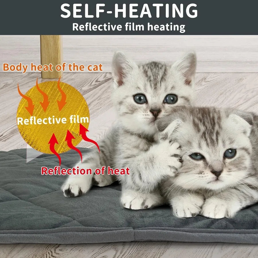 Self-Warming Cat Bed Indoor Outdoor Ultra Soft Heated Mat For Cats For Cat Owners With Washable Thermal Pad