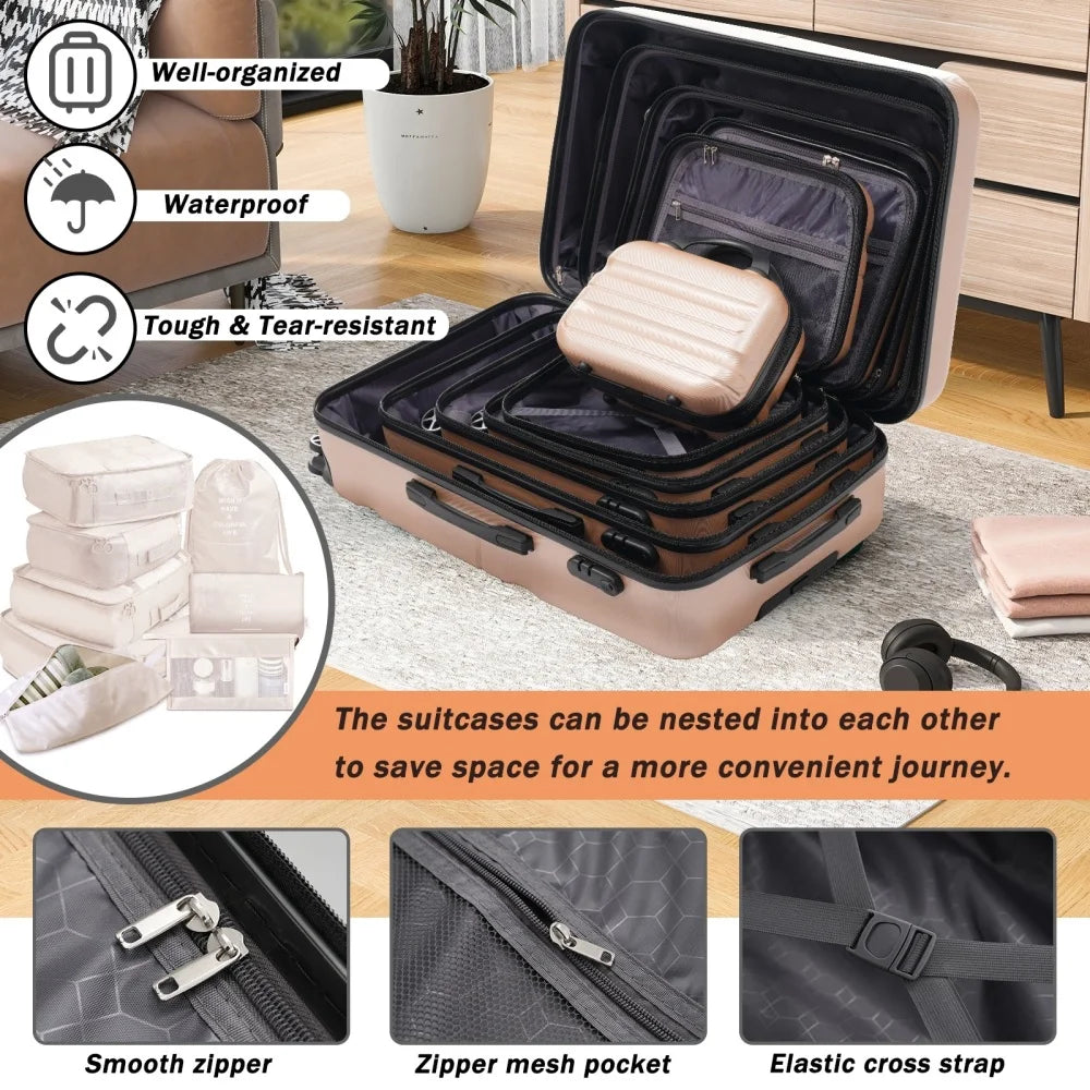 Hardshell ABS Luggage Set Lightweight Durable With Dual Spinner Wheels