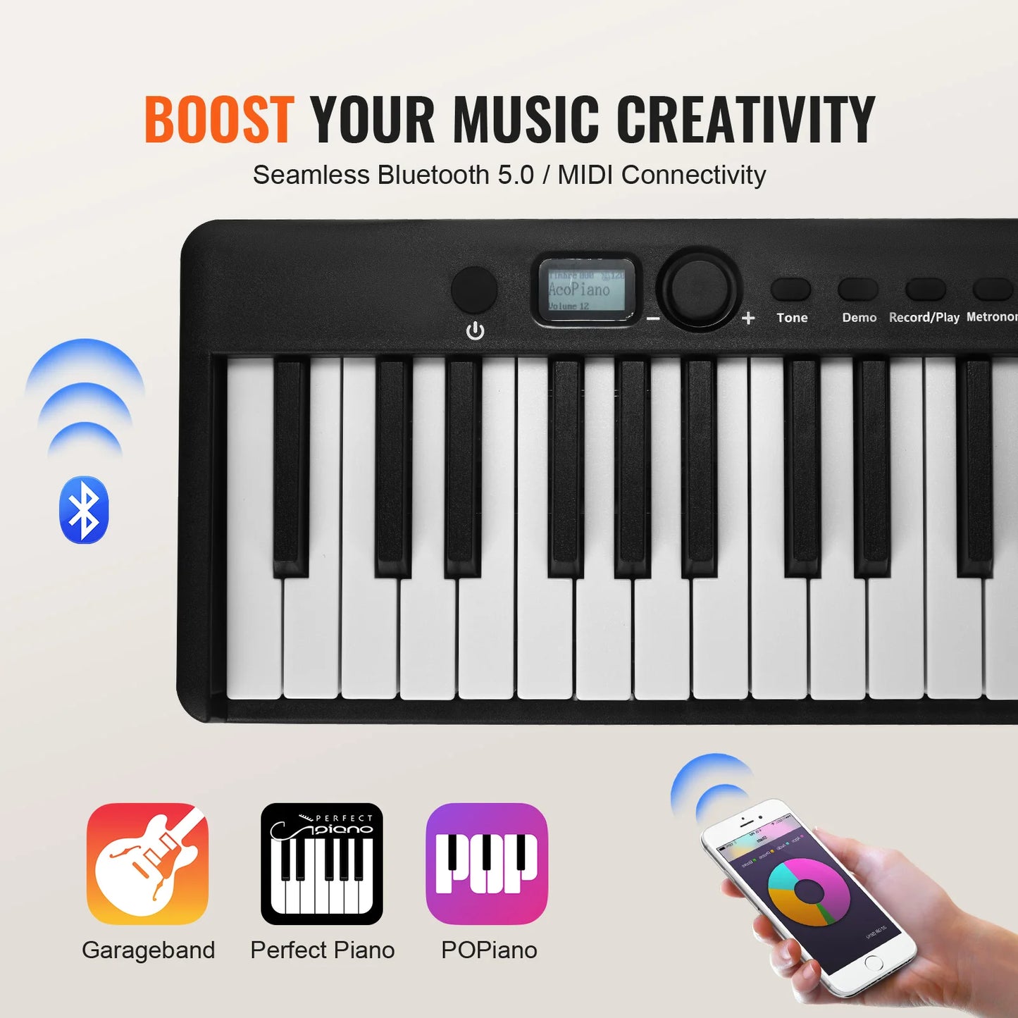 SucceBuy 88 Key Foldable Bluetooth MIDI Piano Keyboard For Beginners