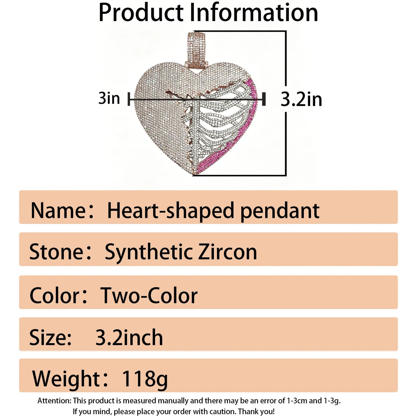 Lyee Cyee Iced Out Zircon Broken Heart Skeleton Pendant