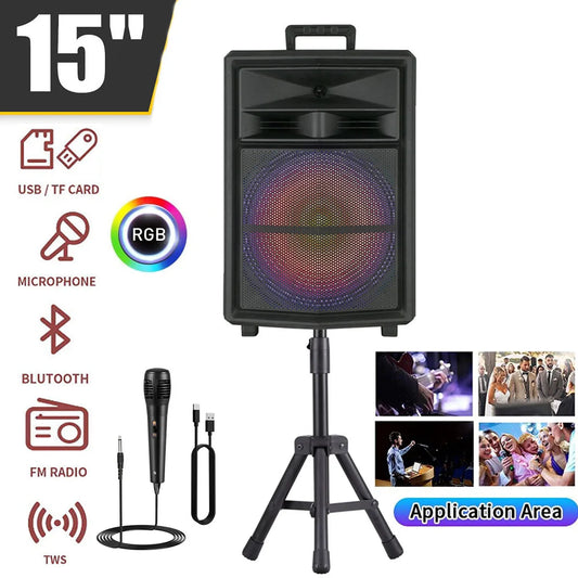 CURUK Portable Bluetooth Party Speaker With RGB Lights and Stand