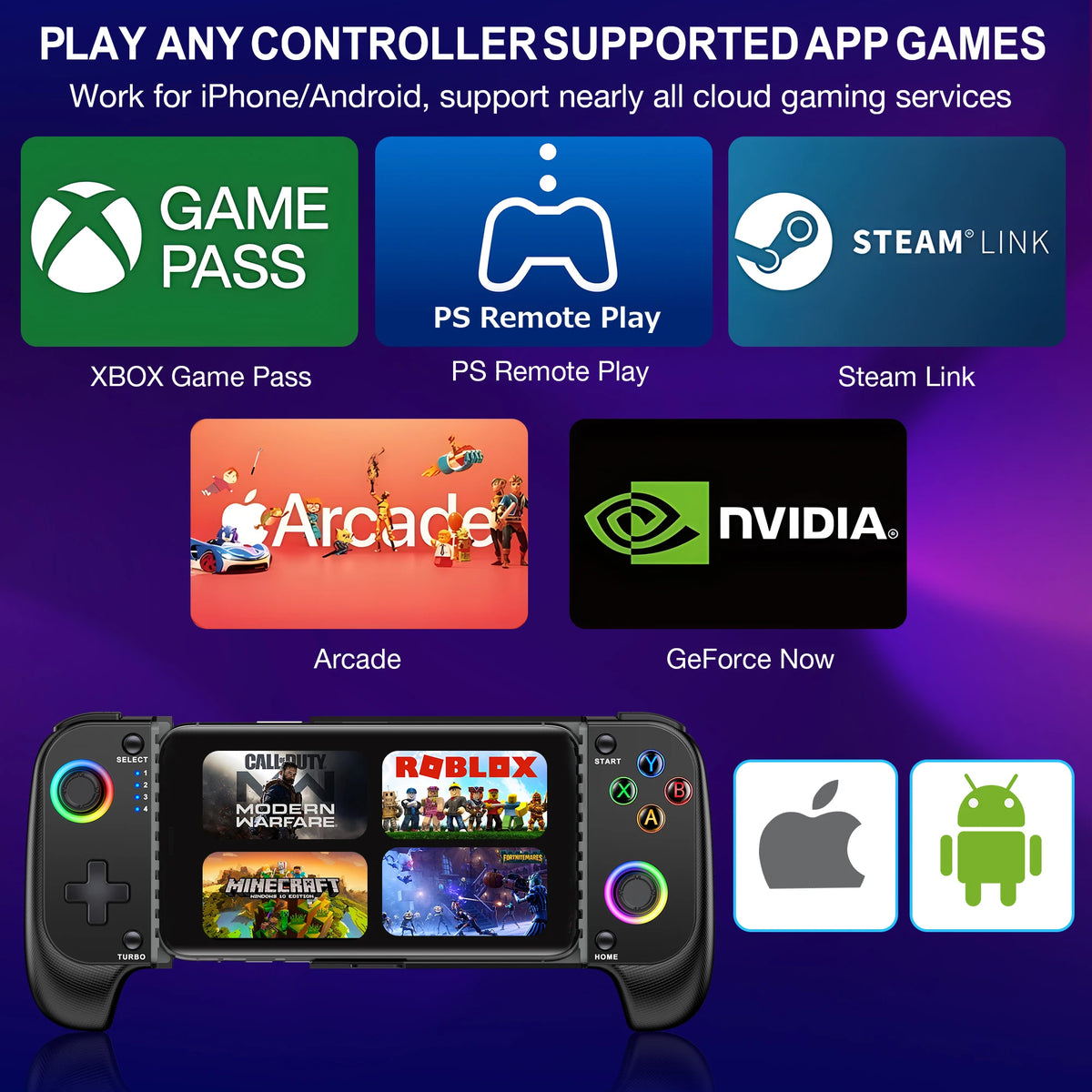 Beboncool MC100 Telescopic Wireless Bluetooth Game Controller for iOS Android