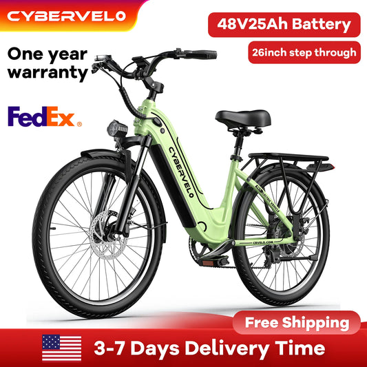 Cybervelo EK7 1000W 48V 25Ah Long Range Electric Bike