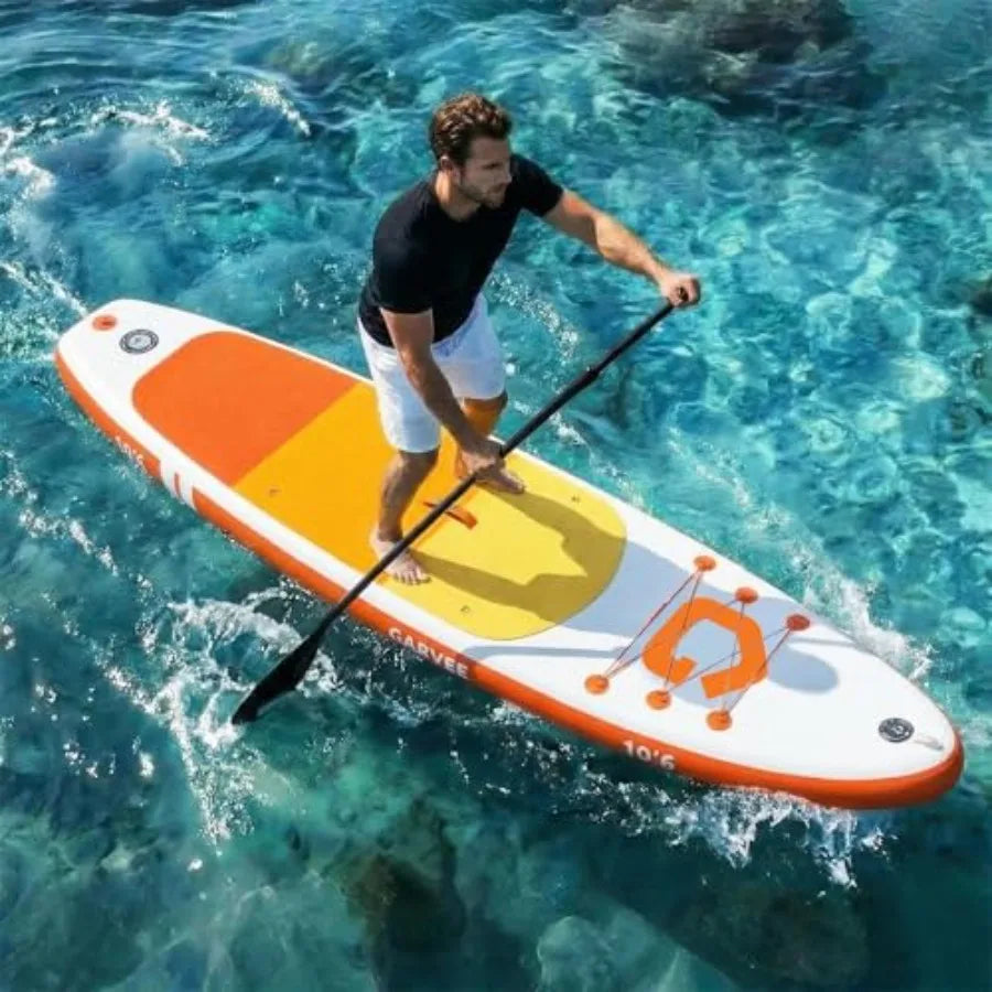 Inflatable Stand Up Paddle Board Durable PVC For Outdoor Water Sports Enthusiasts Premium Blue Paddleboard Included