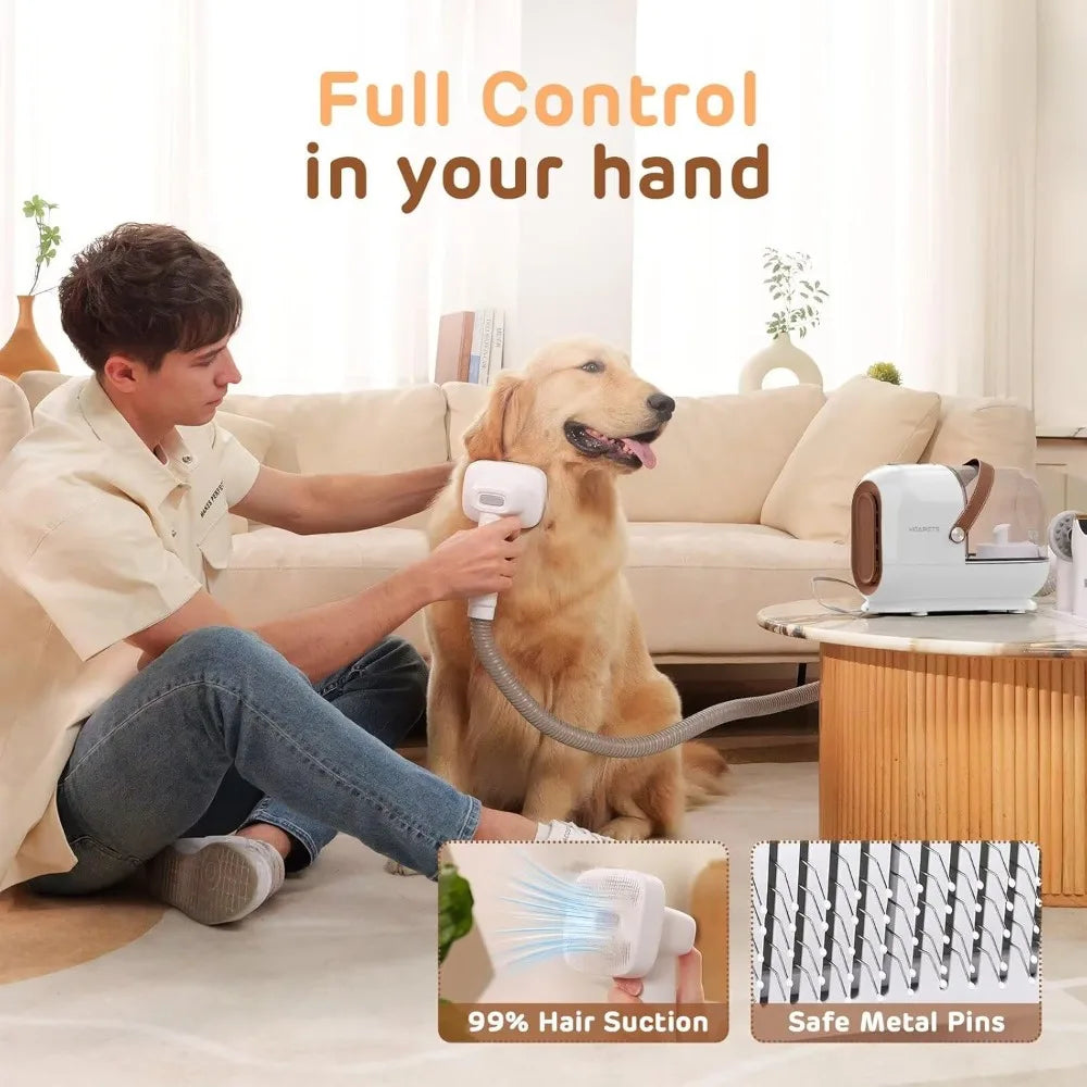 XMSJ Dog Grooming Vacuum Kit With 7 Tools For Pet Shedding At Home