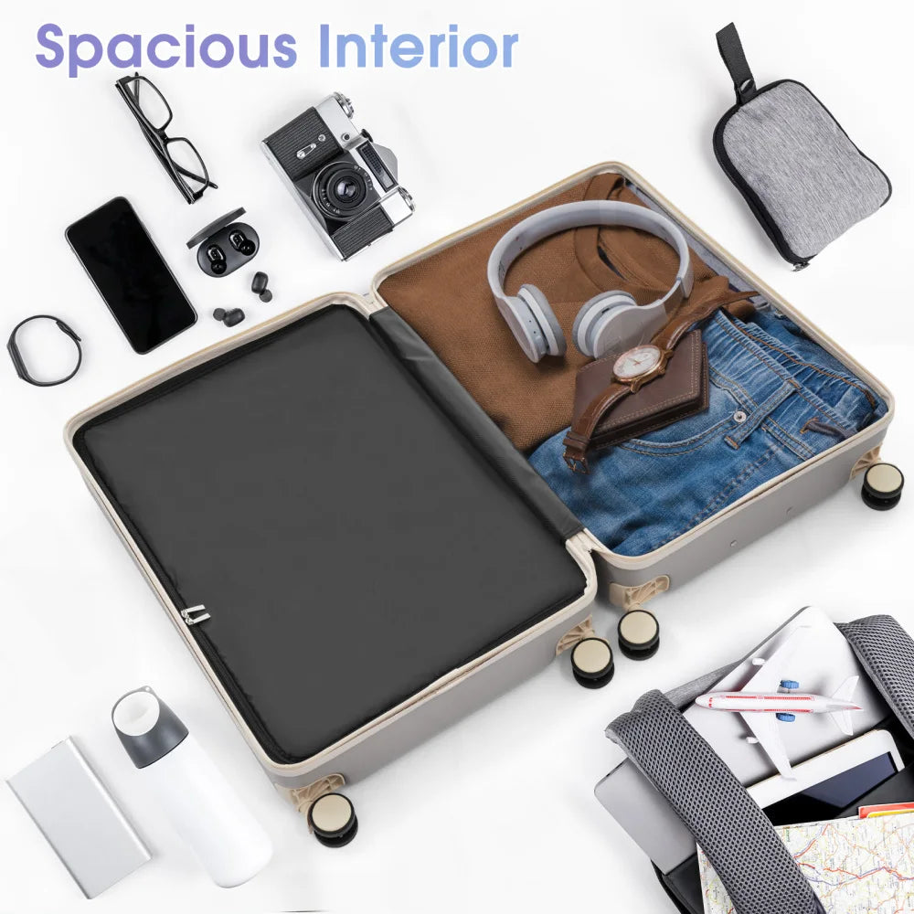 Lightweight ABS Luggage Set 3 Piece Spinner Wheels TSA Lock