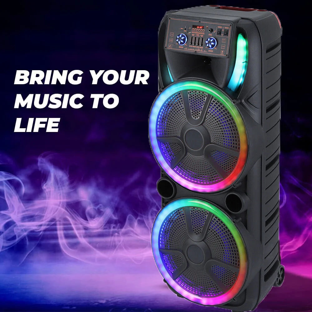 Curuk Dual Portable Bluetooth Party Speaker Heavy Bass Karaoke Mic