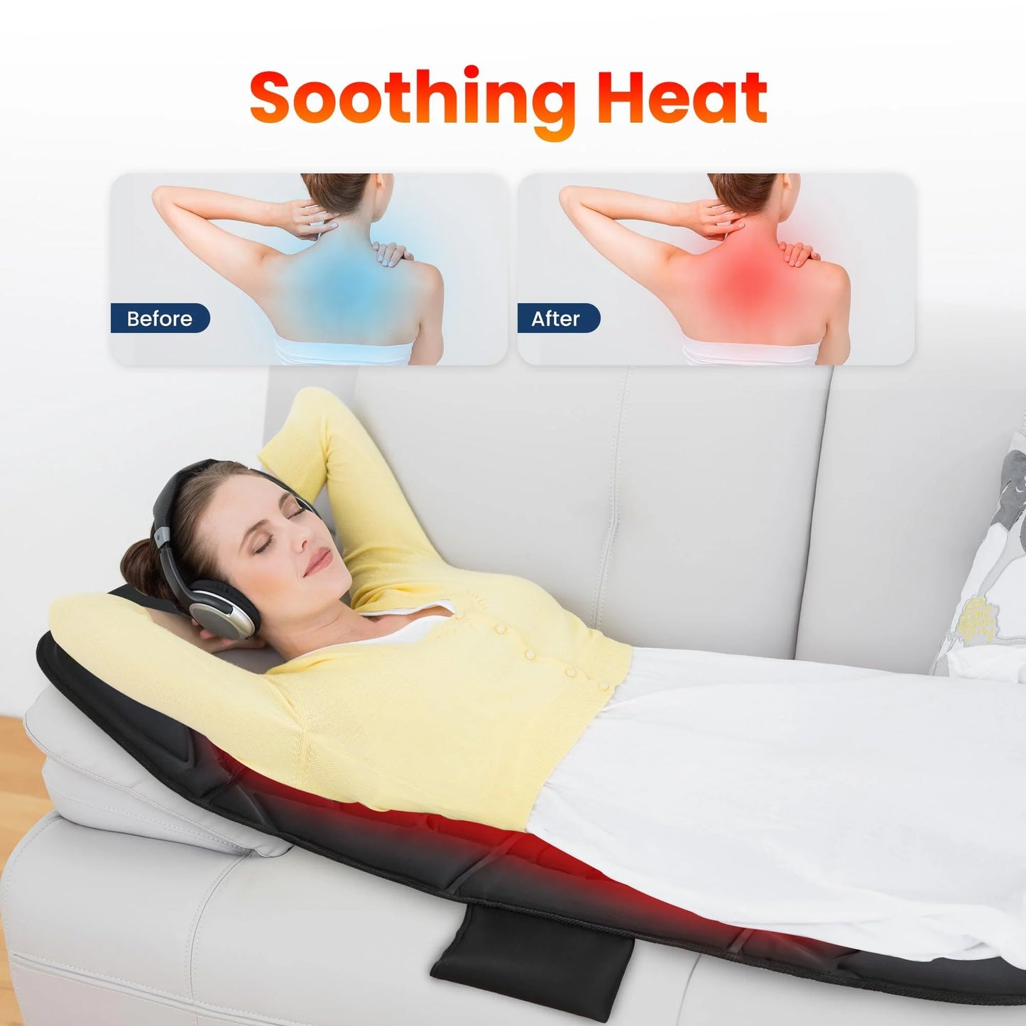 Full Body Massage Mat with Heat for Back Pain Relief – 10 Vibration Motors Back Massager Pad with 4 Heating Zones, 3 Adjustable Intensity Levels, Foldable Vibration Massage Mattress for Bed Sofa Home Office, Ideal Gift for