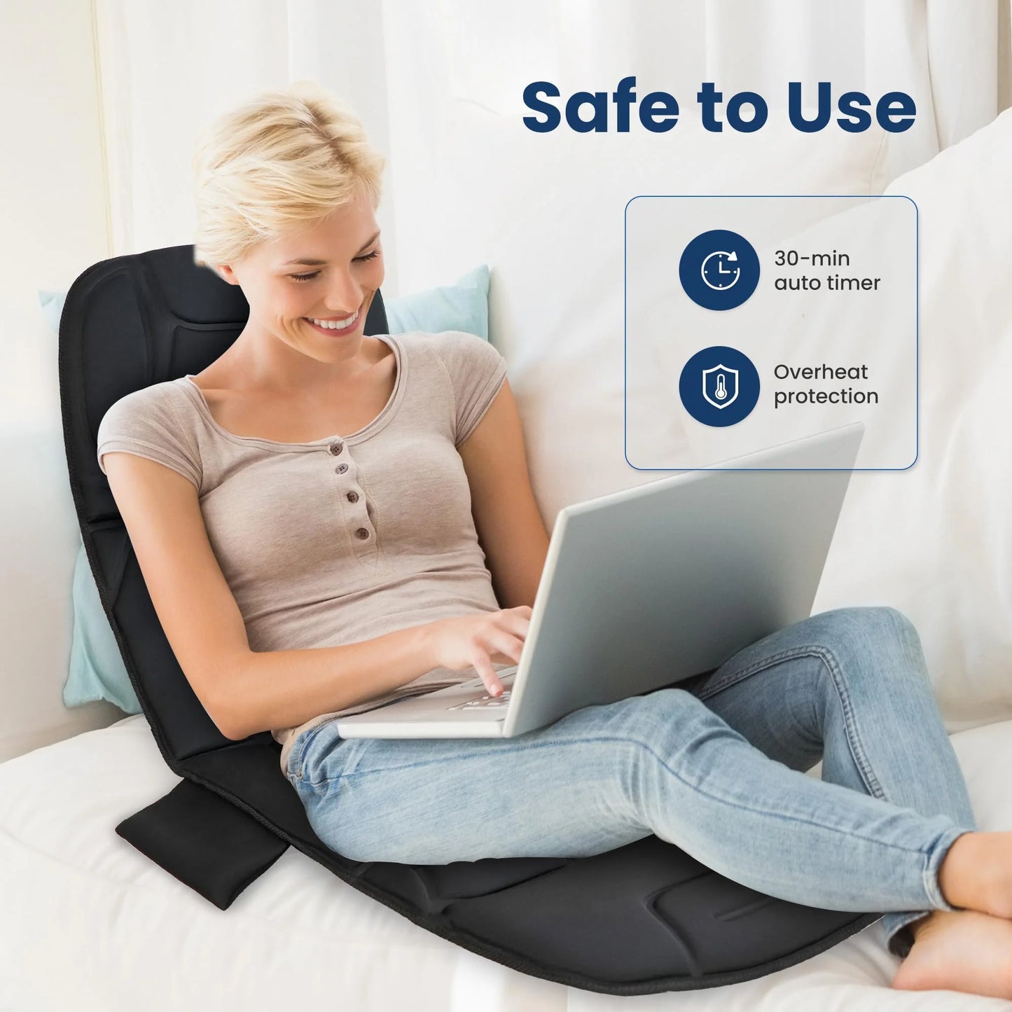 Full Body Massage Mat with Heat for Back Pain Relief – 10 Vibration Motors Back Massager Pad with 4 Heating Zones, 3 Adjustable Intensity Levels, Foldable Vibration Massage Mattress for Bed Sofa Home Office, Ideal Gift for