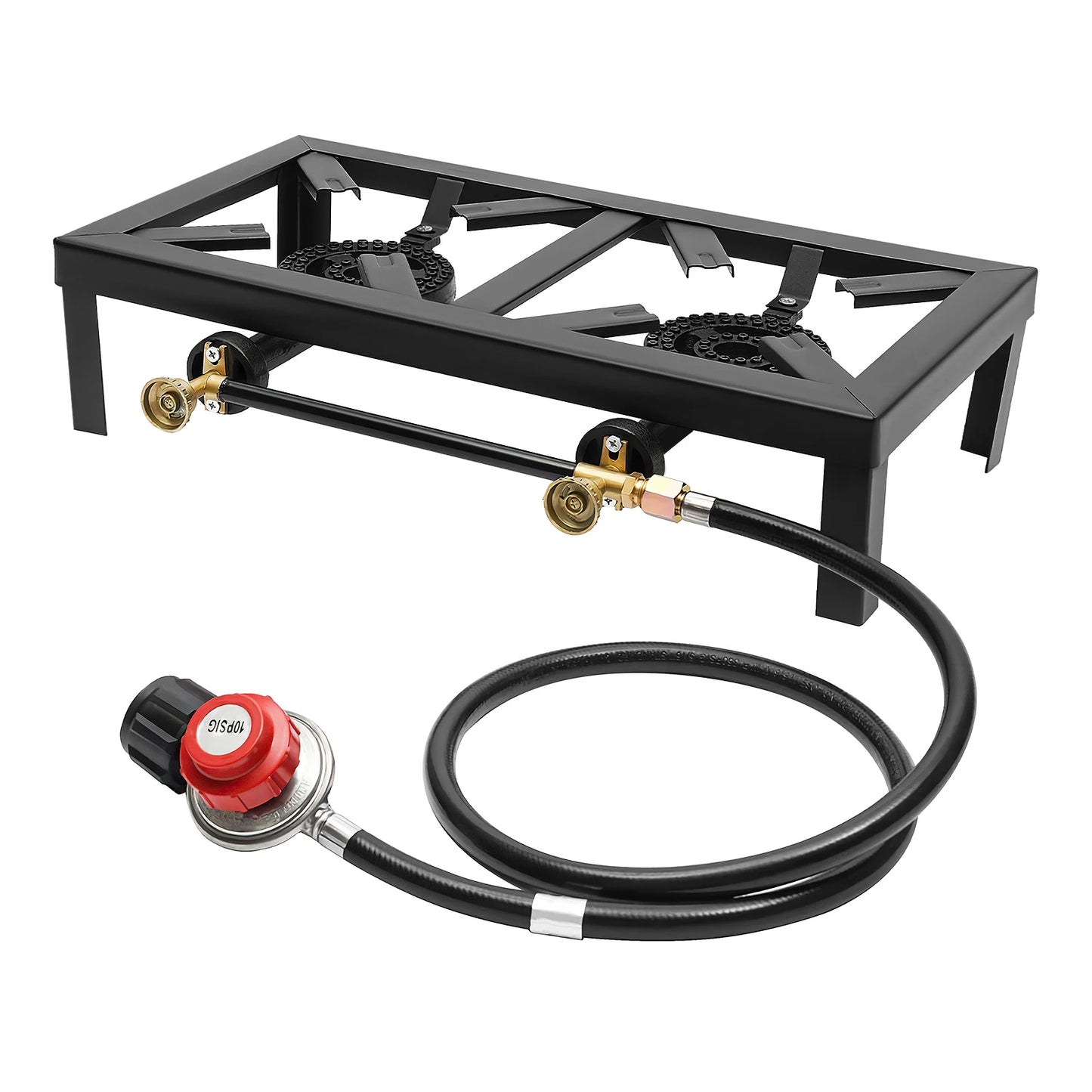 Portable Gas Stove Double Burner With Regulator Hose 0-10 PSI