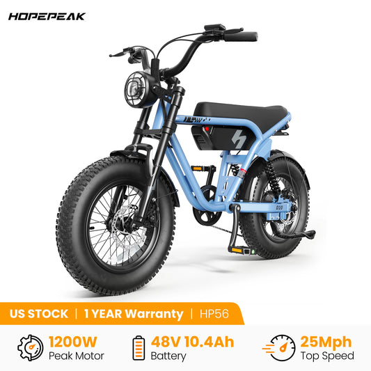 Hopepeak D10 Electric Mountain Bike 1200W Peak Motor 48V 10.4Ah