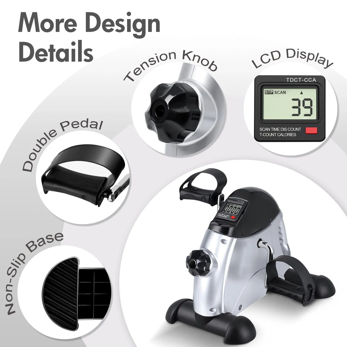 Motorized Mini Under Desk Pedal Exerciser Bike With Digital Display