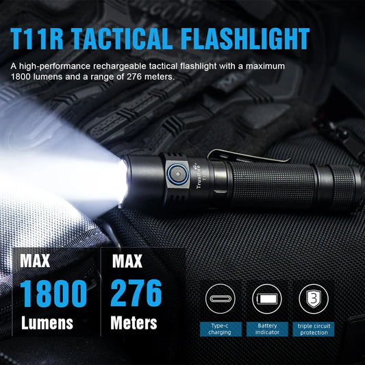 TrustFire T11R 1800 Lumens Rechargeable Tactical LED Flashlight Outdoor