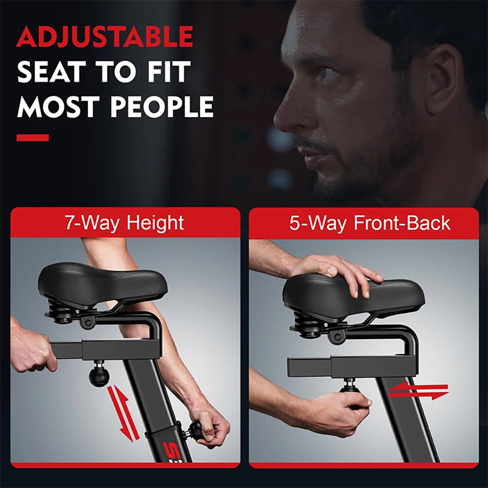 Pooboo Air-Resistance Exercise Fan Bike, Air Bike with Dual Acction Handlebars&Dual-Layer Transmission System, Stationary Bike with APP Connection for Home Gym HIIT Cardio Full Body Workout