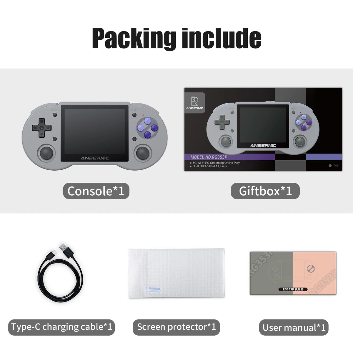 Anbernic RG353P Retro Handheld Gaming Console With Dual OS Support