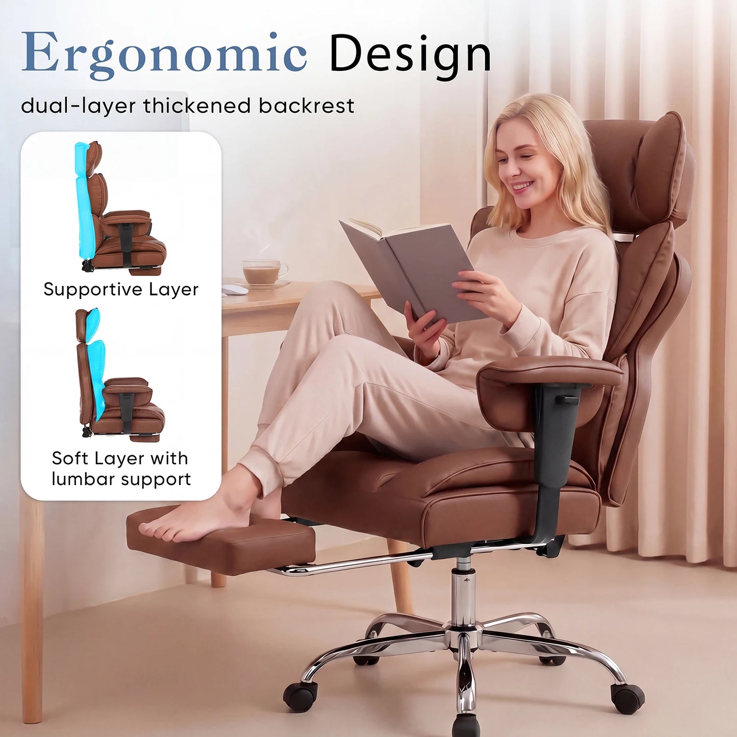 JHK Ergonomic Adjustable Armrests Gaming Chair PU Leather Office Chair
