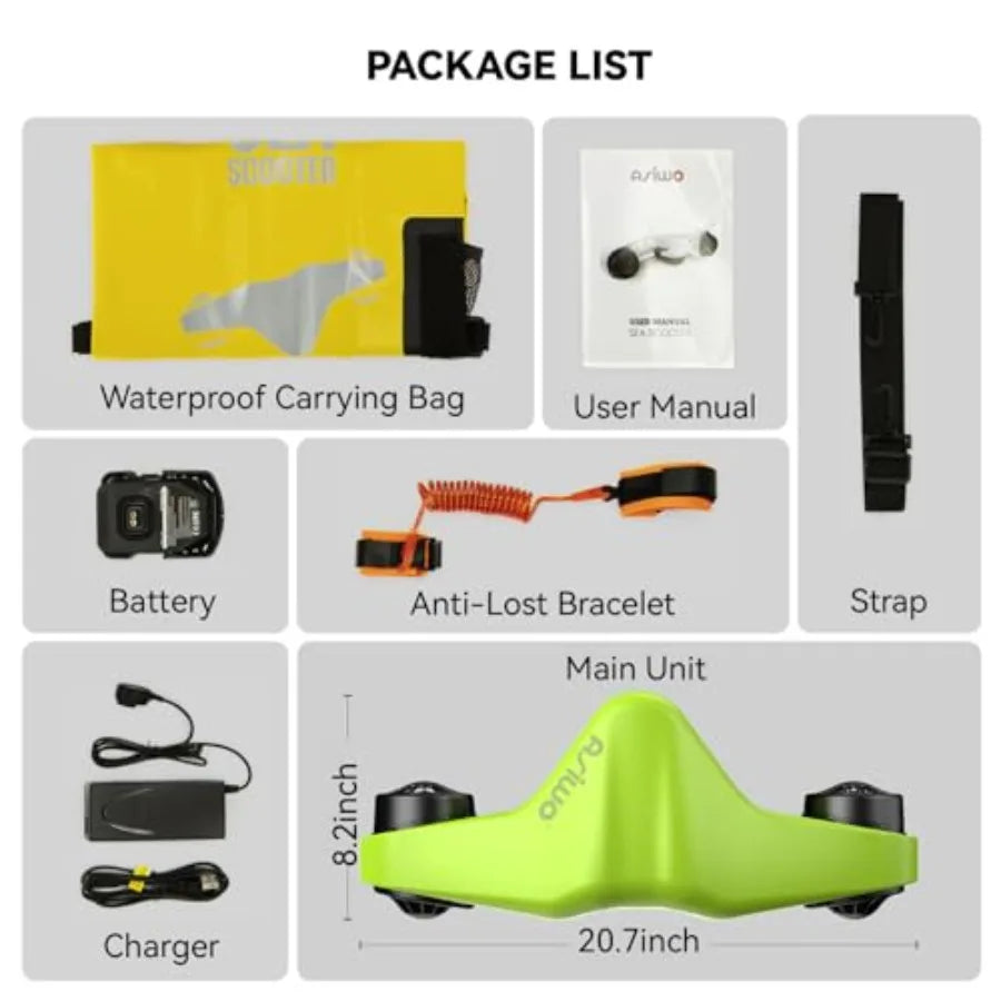 Underwater Scooter For Divers And Snorkelers Powerful Dual Motors 40M Waterproof ABS Blue