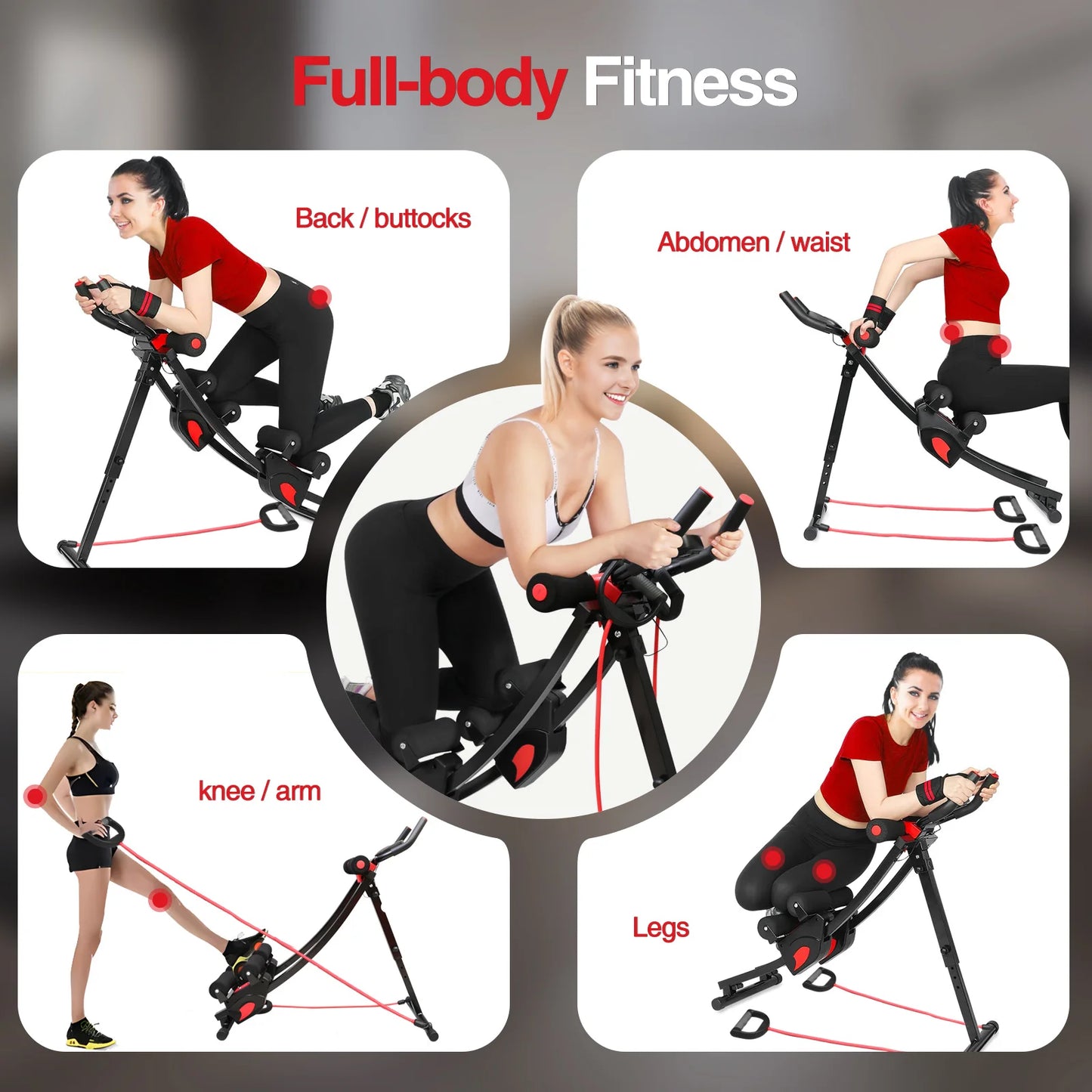 Dual Track Adjustable Foldable ABS Machine LCD Display Resistance Bands