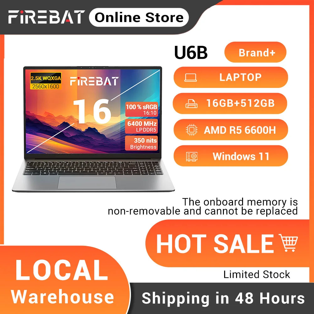 Firebat U6B 16 Inch AMD Ryzen 5 Laptop With Windows 11