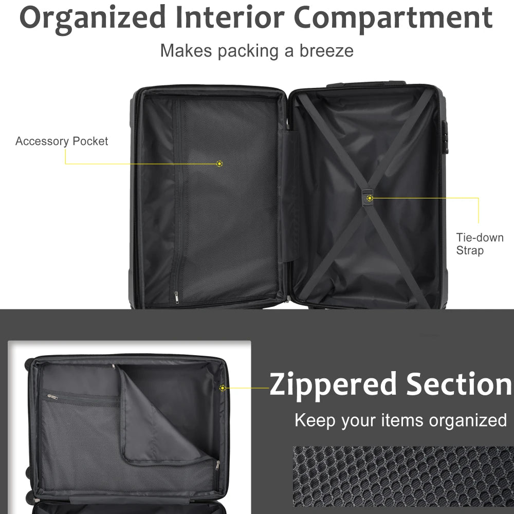 Hardside ABS Luggage Set With TSA Lock For Family Travel