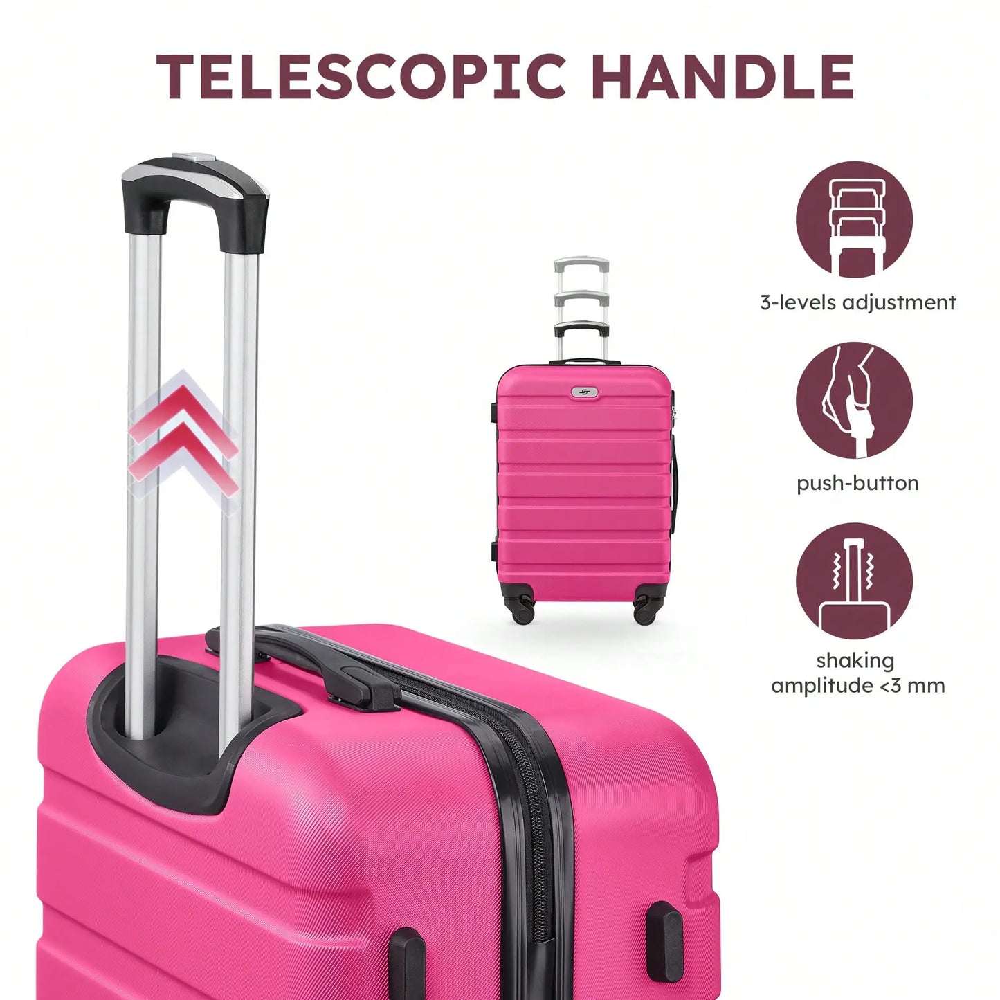 ABS Hardside Spinner Luggage Set 7 Piece With Travel Bags And Cosmetic Case
