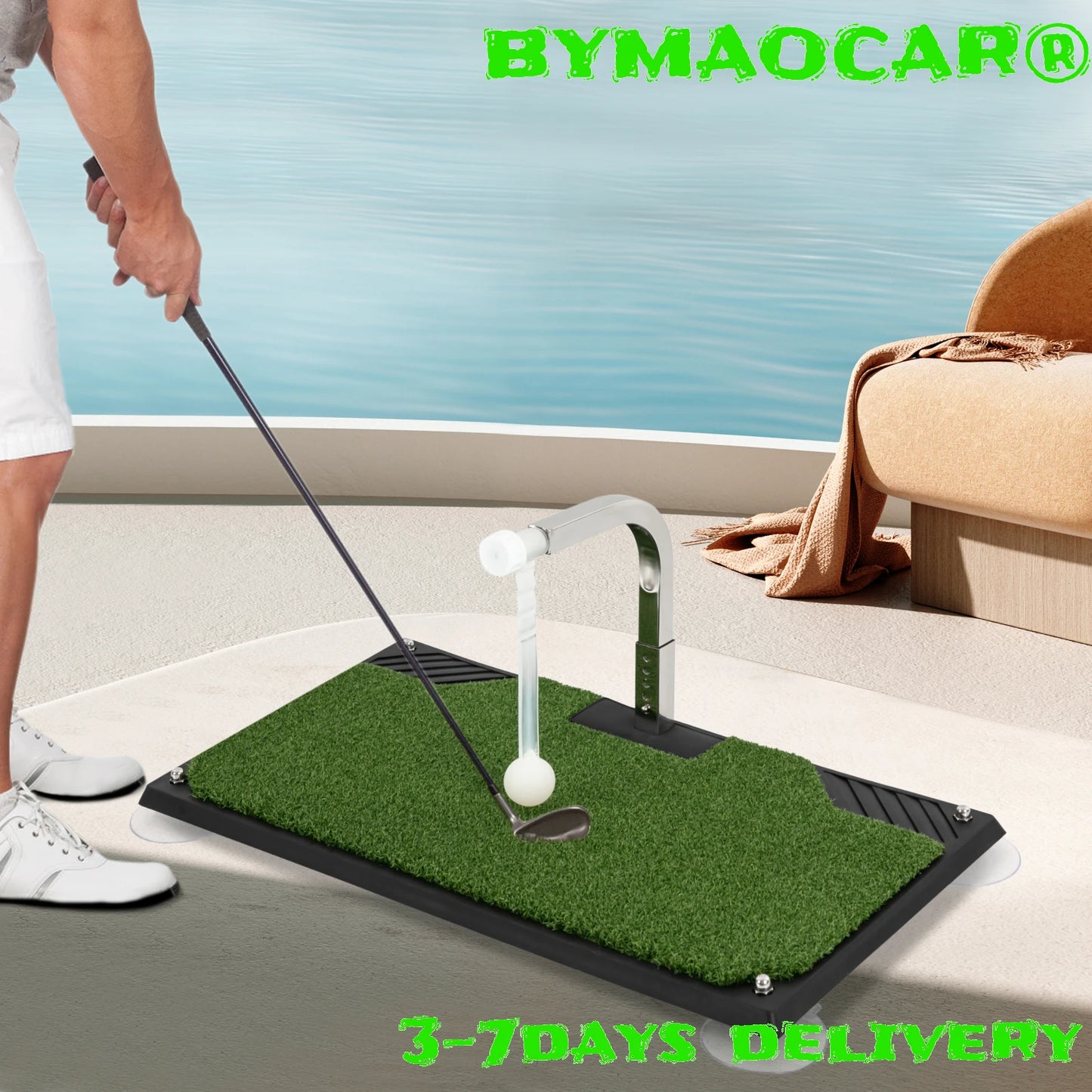 Bymaocar Golf Swing Trainer Practice Aid With 360 Degree Auto Return, 5 Height Adjustable Tee, Foldable For Golfers