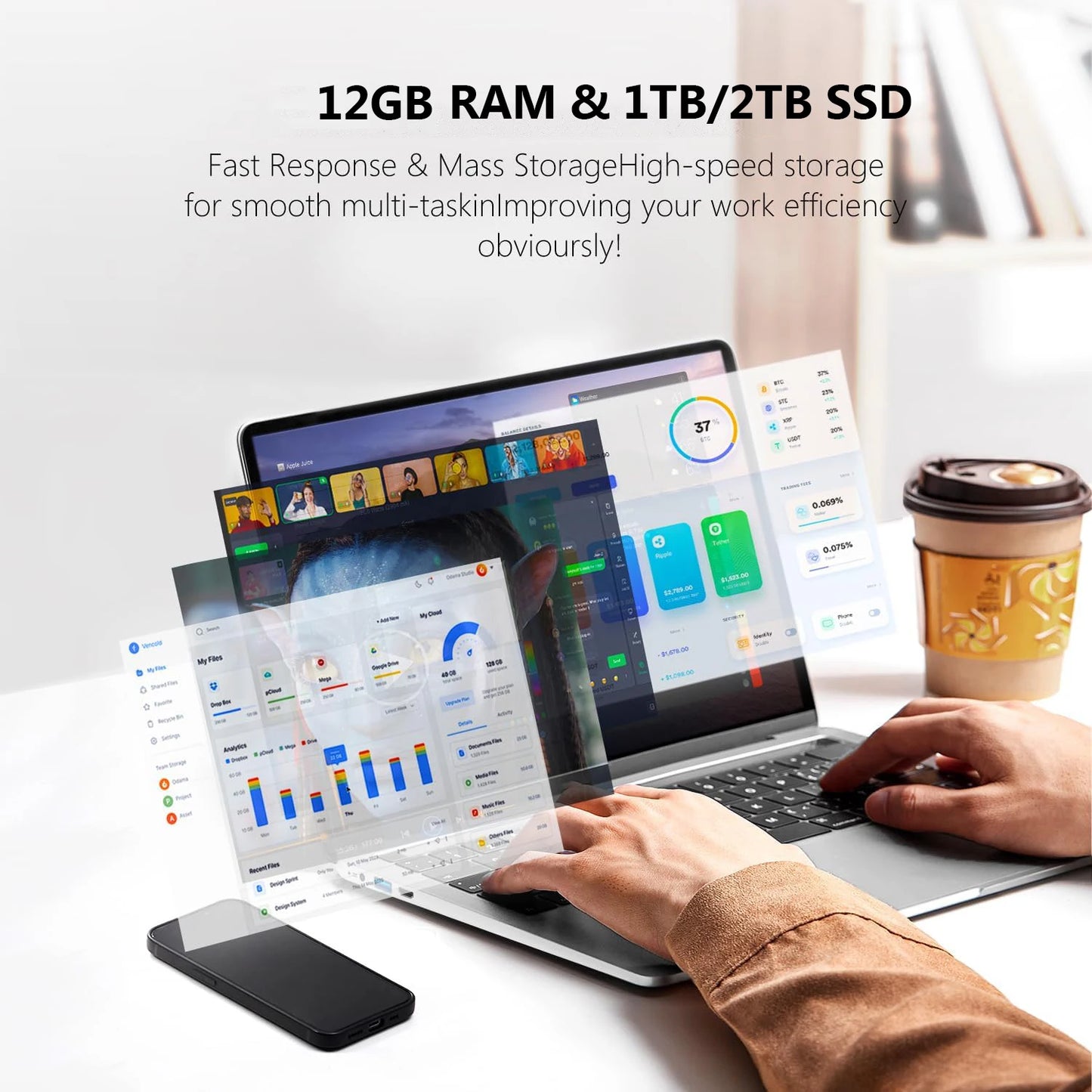 Xiaman Windows 11 Laptop 12GB RAM 1TB SSD Intel Atom A3950