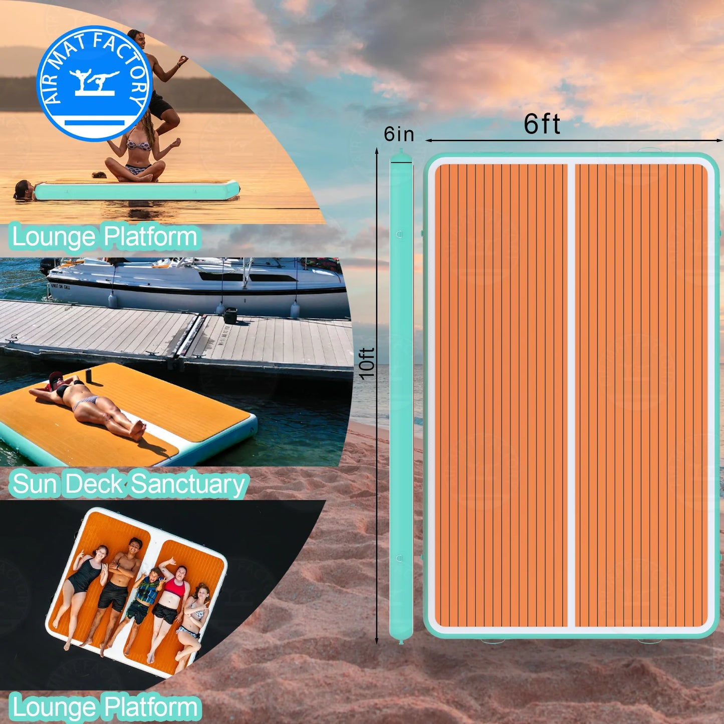 Inflatable Floating Dock Water Platform Non Slip Foldable Yoga Mat For Pool Beach Ocean Lake Ideal For Poolside Families